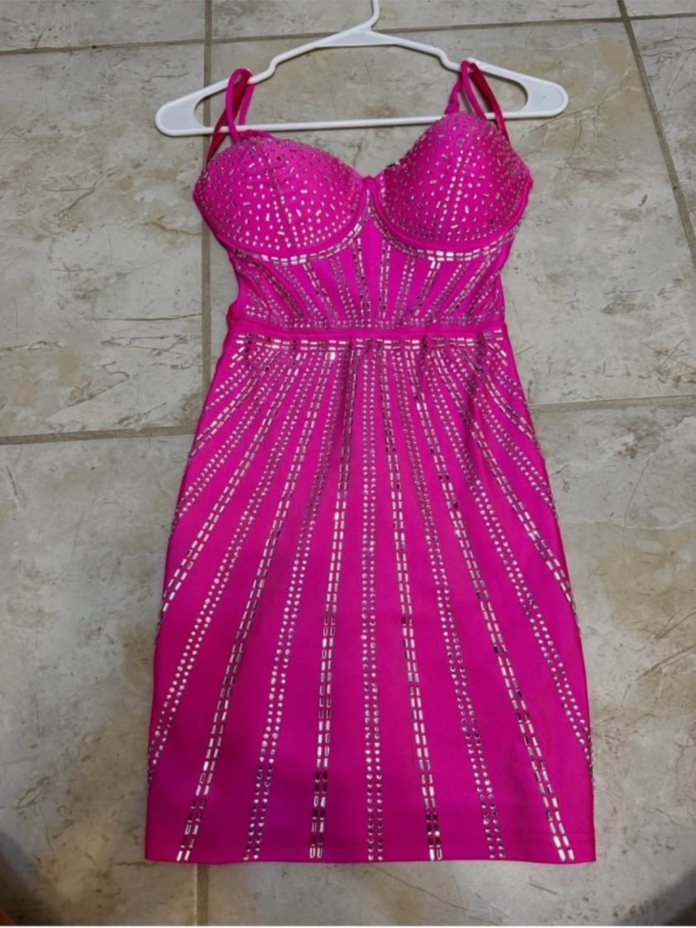 Windsor Hot Pink Studded Bodycon Mini Dress